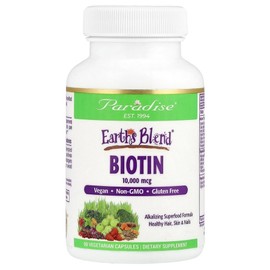 Paradise Herbs Paradise Herbs Earth's Blend Biotin 10 000mcg 90 Vegetarian Capsules Supplement, 60 / Paradise Herbs 파라다이스허브 Earth's Blend 비오틴 10 000mcg 90 식물성 캡슐 보충제, 60