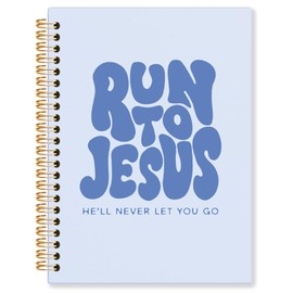 KRHFG Blue Christian Spiral Notebook, Run to Jesus Bible Verse Journal, Religious Scripture Journals for Writing, Bible Notebooks for Note Taking, Church Notes Journal, 5.5x8.3 Inch