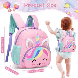 Tokeya Kids Backpack, School Bag for Girls Children Toddler with and Chest Strap Kindergarten Bookbag Cute Rainbow Horse Nursery Rucksack Bags for Preschool 1-5 Years, Pink
