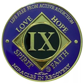 Simply Minimal NA 9 Year Golden Color Plated Medallion, Recovery Coin, NA Token, Narcotics Ano