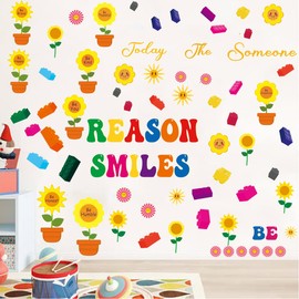 Colorful Inspirational Wall Decals Positive Quotes Wall Sticker Sunflower Prints for Classroom,Kindergarten,Study Room,Kids Room, School Decor