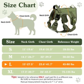 VavoPaw Tactical Dog Harness, Easy Control & No Pull Dog Harness with Molle Panel and Reflective Strip, Tactical Vest for Dogs Service Training, Walking, Hunting, Outdoor Activities, Army Green, L