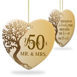 50 Year Wedding Ornament Gift for 50th Anniversary Ceramic Ornament Keepsake 50th Anniversary Mr and Mrs Gifts for Couple 50th for Her Him Husband Wife
