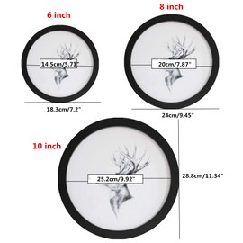 kylucky Round Photo Frame Wooden Wall Hanging Picture Frames for Home Office Wall Décor (black, 10 inch)