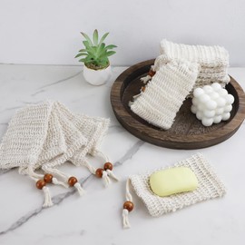 36 Pcs Soap Saver Bags, Natural Cotton Linen Soap Pouch Mesh with Drawstring, Exfoliating Shower Bar Soap Holder for Bath Foaming and Drying Scrubber