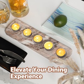 Koville Marble Tealight Candle Holder,5 Holes Natural Candle Stand for Home Decor-Decorative Candle Holders for Wedding Anniversary Party,Centerpiece Table Decoration (Brown)