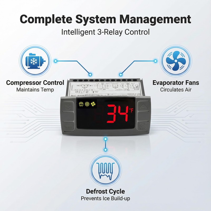 Digital Temperature Controller XR06CX-4N1F1 for Commercial Refrigeration, 120V Replacement for