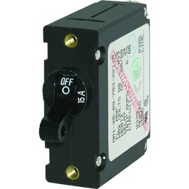 Blue Sea Systems 7208 A-Series Black Toggle Circuit Breaker - Single Pole 15A