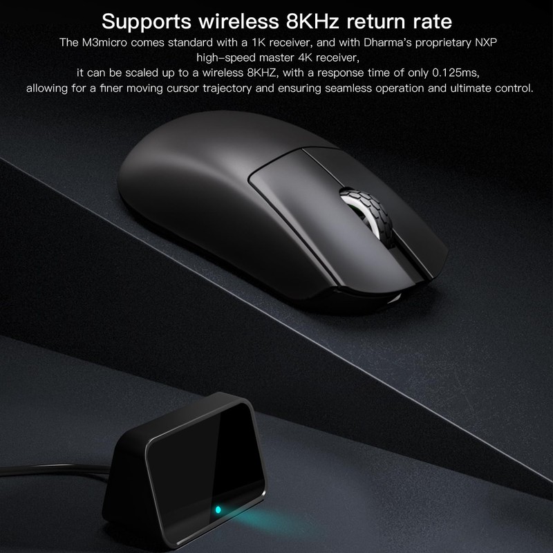 Darmoshark M3micro Wireless Gaming Mouse,Tri-Mode 2.4G/USB-C/Bluetooth Mouse Up to 26000DPI,PAW3395