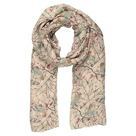 World of Shawls Girls Lady Women Colorful Long Cute Robin Bird Print Scarf Wraps Shawl Soft Scarves Maxi (Cream)