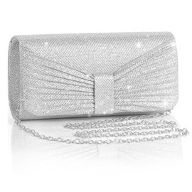 Eidsefe Evening Bag Clutch Purses for Women Wedding Bag Sparkling Party Handbag with Detachable Chain (silver)