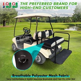 10L0L Golf Cart Front + Rear Seat Cover Set for EZGO TXT RXV 4 Passenger Models Bench Seat Covers Kit Breathable Washable Polyester Mesh Cloth (S+XS)