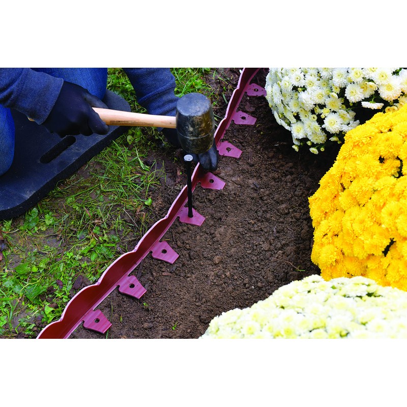 EasyFlex Scallop No-Dig Edging with Extra Anchoring Spikes - 40'