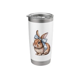 Coquette Girls Rabbit Chinoiserie Ribbon Bow Easter Bunny Stainless Steel Insulated Tumbler