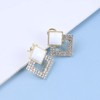 Erimberate Bohemian Gold Cz Hollow Square Stud Earrings - Geometric