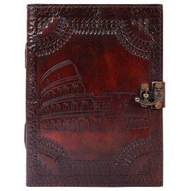 OVERDOSE Colosseum Brown Leather Journal - Handmade Journal for Students, Office Bound Leather Journal for Men & Women | Sketchbook | Notebook Diary - 6 x 8 inches | 15 x 20 cm | A5