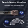 ALPOWL Wireless Microphones, Metal Dynamic Microphone System with Rechargeable Receiver,