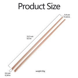 8.5'' Pure Copper Chopsticks, 99% Pure Copper Long Chopsticks, Copper Chopsticks for Cooking Eating, Pure Copper Chopsticks for Family Friends