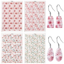 VIOKKO Flower Transfer Paper for Polymer Clay 4 PCS Colorful Floral Magic Water Clay Transfer Sheets for Earrings Jewelry Making Polymer Clay Tools