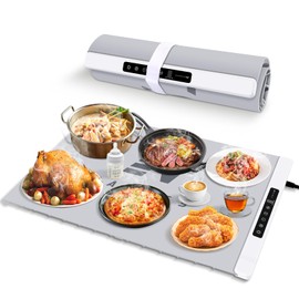 Warming Mat for Food, Food Warming Mat, Electric Warming Tray with Upgraded Graphene Heating Fastly in 10s, 7 Temperature Levels & 6 Hours Timer Function (Gray)