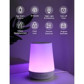 Baby Sound Machine, Momcozy White Noise Machine for Baby Sleeping with Night Light, Toddler Sleep Trainer 34 Soothing Sleep Sounds, Timer, App Remote 