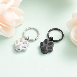 Cremation Jewelry Urn Keychain for Ashes Dog Cat Cremation Keepsake Memorial Paw Print Urn Keychain Ash Holder for Women Men,Paw Black 2