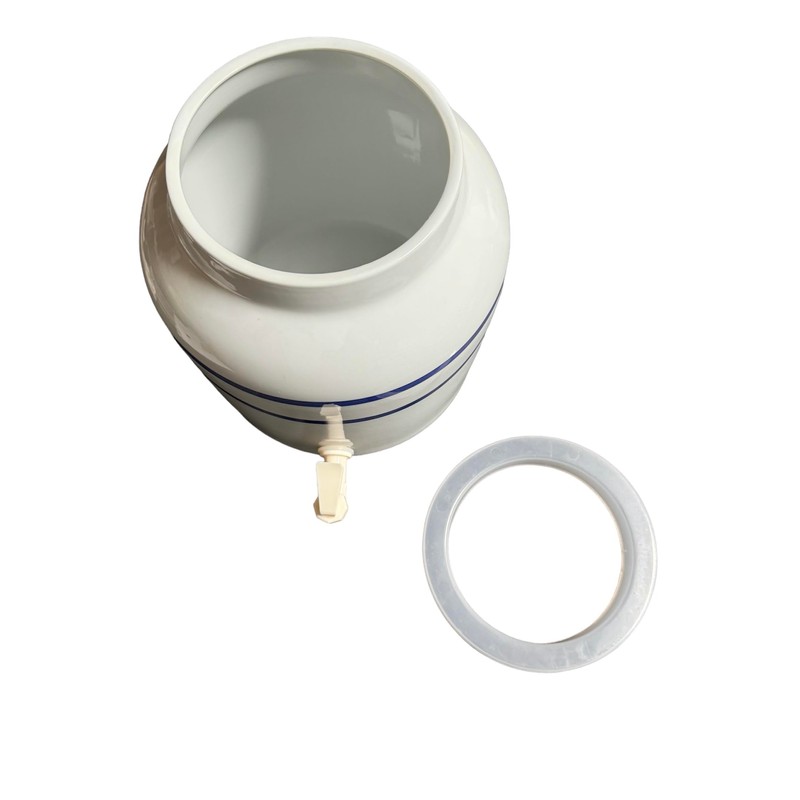 Aquanation Stripe Design Countertop Water Dispenser Porcelain Ceramic Beverage Crock