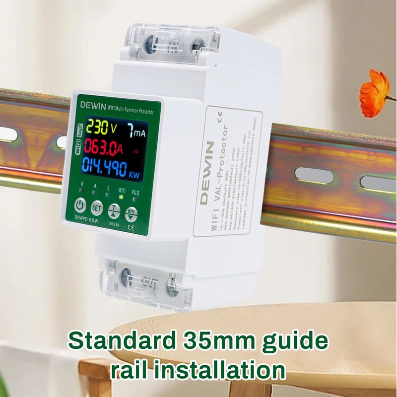 DEWIN Tuya Smart Electricity Meter, DIN Rail, WiFi, AC Meter,