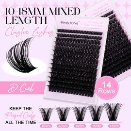 Lash Clusters 100D Wispy Individual Lashes 280PCS D-Curly Volume Lash Extensions 10-18mm Natural DIY Cluster Lashes for Beginners(100D,10-18mm,0.07D)