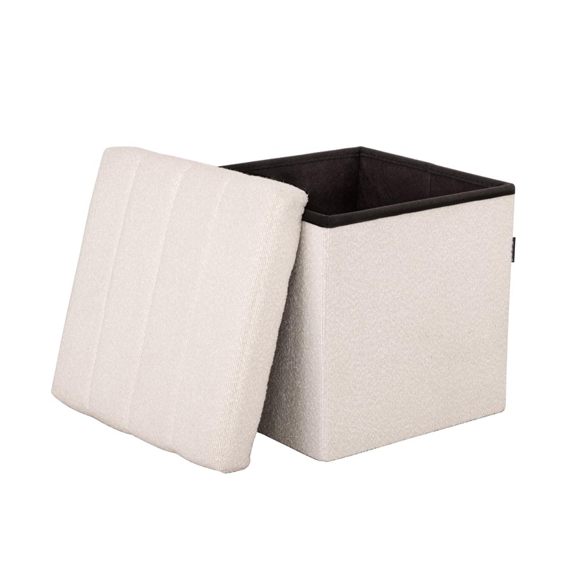 Seville Classics Cushioned Fabric Ottoman Hidden Storage Chest Footrest Chair,