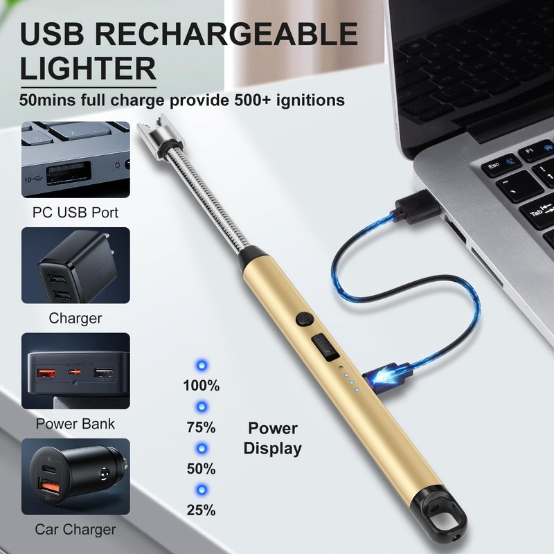 Upgraded 2 Pack Electric Candle Lighter with 360° Flexible Neck