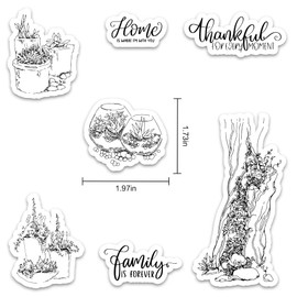 Pot Plants Clear Stamps for Card Making and Photo Album Decorations Pot Flowers Jar Plants Tree Plants Trunk Plants Transparent Silicone Rubber Stamps for Card Making and DIY Scrapbooking