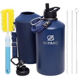 SUPRAQ Insulated Water Bottle Stainless Steel - Cold for 48 Hours, Hot for 24 Hours (navy, 128oz)