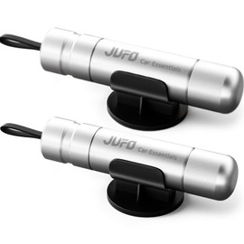 JUFO 2 packs Car Escape Tool with Seat Belt Cutter Emergency Car Window Breaker Escape Safety Hammer (Silver+Silver)