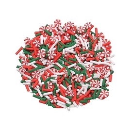 UUYYEO 200 Grams Christmas Polymer Clay Slices Sprinkles Clay Candy Canes Charms Beads Nail Art Slices Peppermint Candy Themed Scrapbooking Embellishments Red White and Green