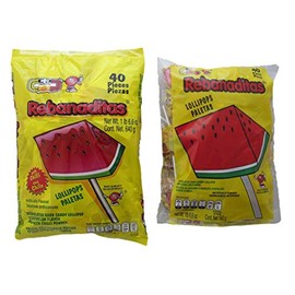 Rebanaditas Lollipops Paletas Con Chili (With Chile), 40 Pieces Bundled with Rebanaditas Lollipops Paletas Sin Chili (Without Chile), 40 Pieces by Grupo Candy Pop