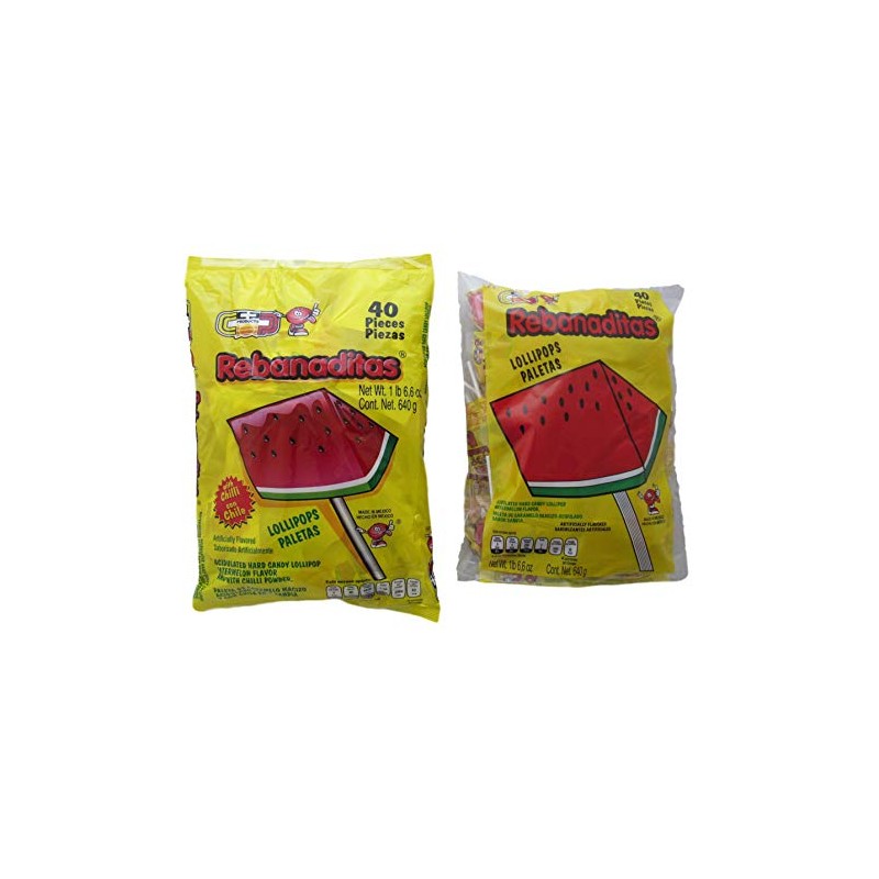 Rebanaditas Lollipops Paletas Con Chili (With Chile), 40 Pieces Bundled