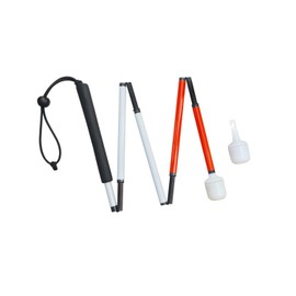 Carbon Fiber Folding Blind Walking Stick with Rolling Tip (One Extra Tip Included) - White Cane for Visually Impaired and Low Vision (Folds Down 5 Sections) (Black Handle, 43.3 inch (110 cm))