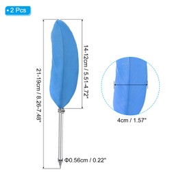 PATIKIL 21cm/8" Feather Ballpoint Pen, 2Pcs Ink Vintage Quill Pen Refined Plated Dip Pen for Calligraphy Writing Signature Wedding Gift, Sky Blue