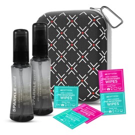 Sparkle Vivid Anti-Reflective Lens Cleaner Spray Kit - (2) 2oz Glasses Cleaner Spray, (5) Pre-Moistened Lens Wipes & (1) Multipurpose Pouch for Eyeglasses, Lenses and Camera Cleaning Kit (8 Piece Set)