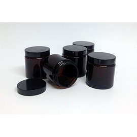 5 Brown Glass Jars 100 ml with Black Lid Kosmetex Cosmetic Jar, Ointment Jar, Cream Jar, 5 x 100 ml