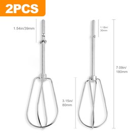 CoguZed 2 Pcs Hand Mixer Attachments, Stainless Steel Beaters, Replacement for Kitchen Aid Hand Mixer - Perfect Accessories for Baking and Cooking
