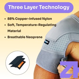 ZENKEYZ Copper Infused Arm Sling & Support Brace - S/M Black/Copper - Compression Sleeve for Rotator Cuff & Tendonitis Relief - Adjustable Shoulder Strap - Ice/Heat Pack Pocket for Hot & Cold Therapy