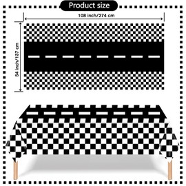 Kesfey 8 Packs Racing Car Plastic Tablecloths 54 x 108 Inch Race Car Birthday Party Supplies Race Track Table Cloth Racing Decoration Road Black Checkered Flag Tablecover for Monster Jam Boy Car Theme