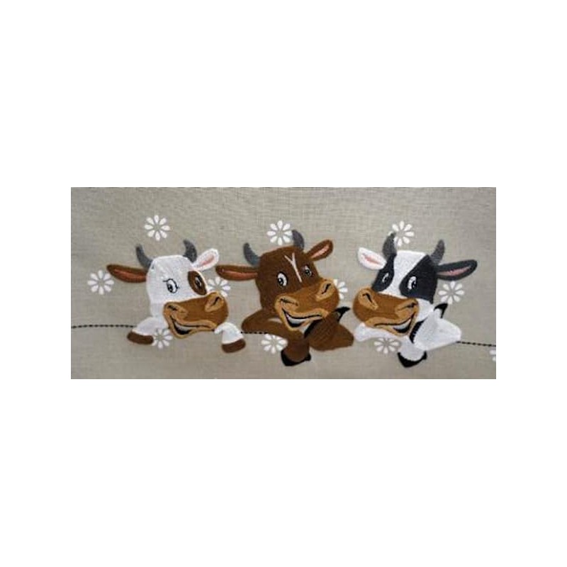 Tablecloth Table Runner Cushion Cover Cows Crank Embroidery Beige Brown