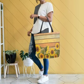 ALAZA Yellow Sunflowers And Leaves Canvas Tote Bag Large Women Casual Shoulder Bag Handbag Floral Sloth Reusable Multipurpose Heavy Duty Shopping Grocery Cotton Bag for Mom