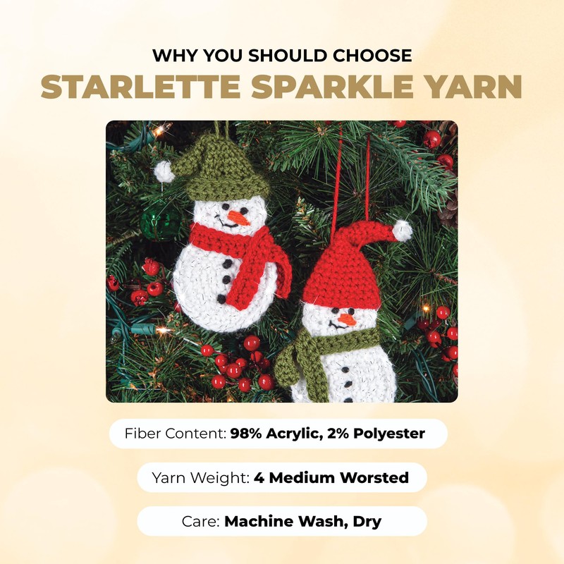 Mary Maxim Starlette Sparkle Yarn, 4 Medium Worsted Weight Yarn
