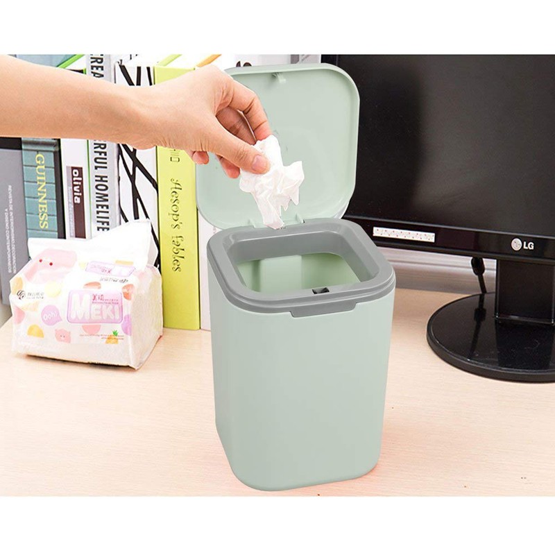 Hommp mini bote de basura con botón pulsador, bote de