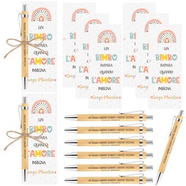 Clabby Teacher Gift Set - 6 Wooden Pens, 6 Thank You Cards and Natural Jute String, Gift Idea for Teachers and Professors to Express Gratitude and Appreciation