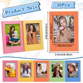 Pafeooui 30 Pack Mini Magnetic Picture Frames, 2x3 Inch Small Table Photo Holders For Fridge, Whiteboard, Locker Decor, 6 Colors